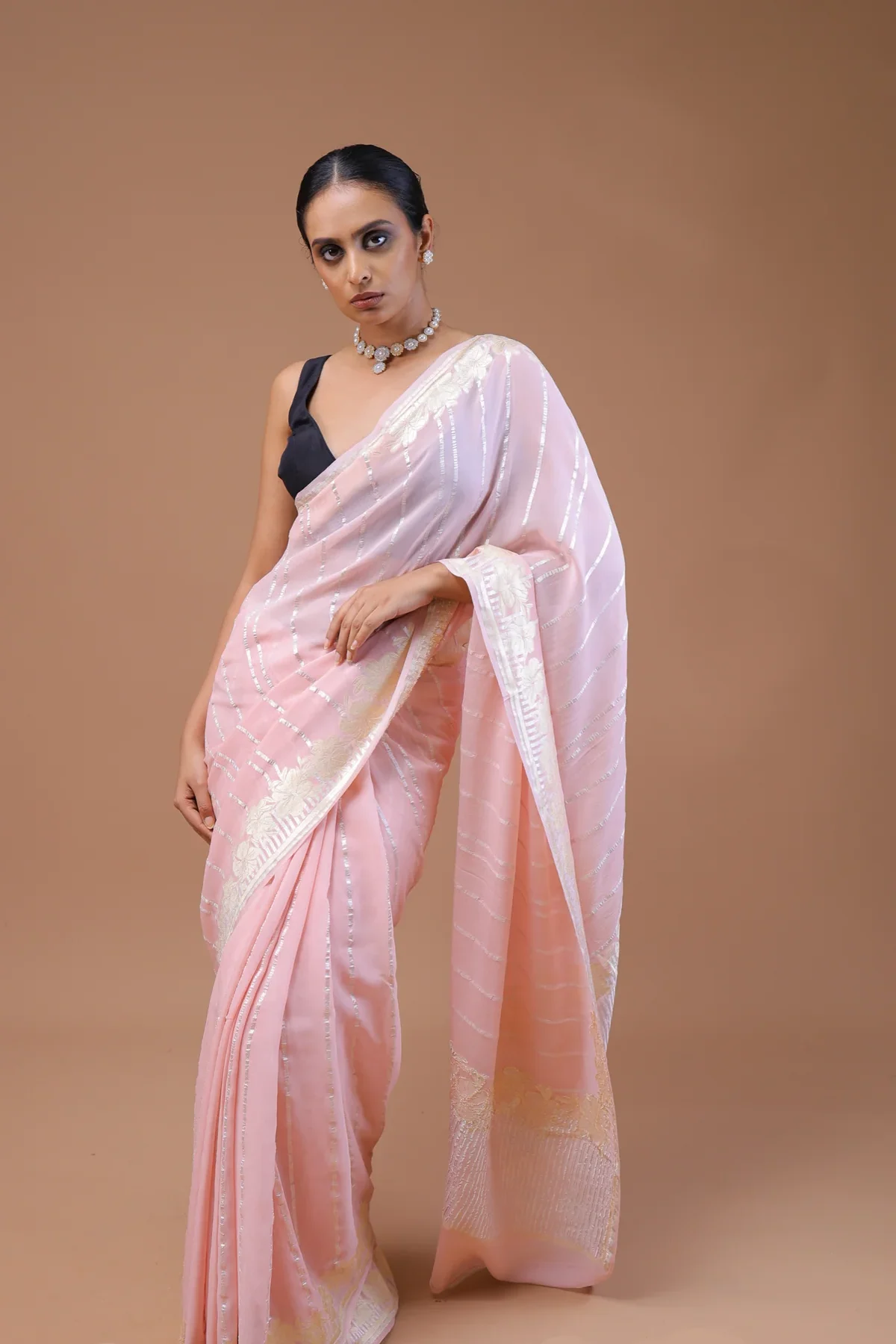 Pink Khaddi Georgette Saree