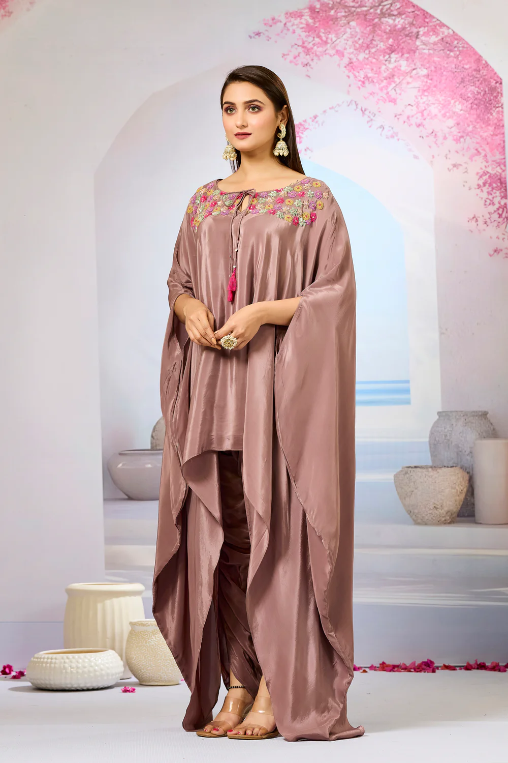 Crepe Silk Kaftan Dhoti Set
